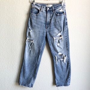 Abercrombie and Fitch Curve Love Ankle Straight Ultra High Rise Jeans Short